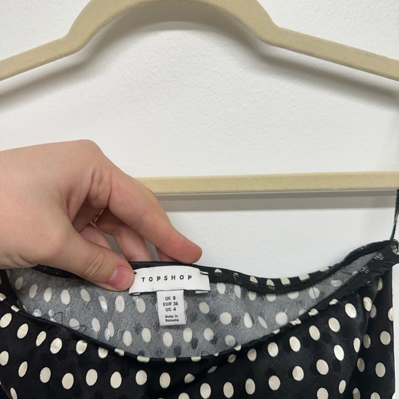 Topshop satin jacquard bias maxi skirt and top in mono polka dot - SET - Picture 10 of 16